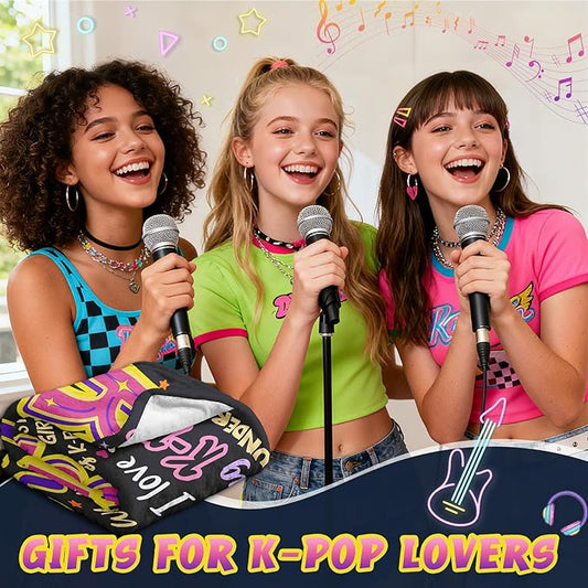 Kpop Gifts for Teen Girls Women, K Pop Blanket 60"X50", Kpop Stuff Merch, Christmas/Valentines Day/Graduation Birthday Gifts for Kpop Lovers/Fans/Friend Women, K-Pop Birthday Party Decorations