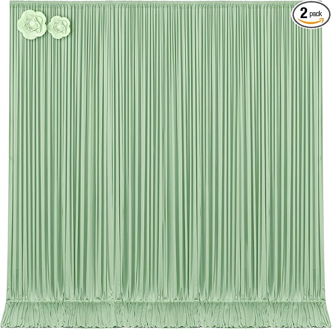 10x12 Sage Green Backdrop Curtains for Wedding Party Wrinkle Free Backdrops Curtain Drapes Fabric Decorations Photo Back Drop Cloth for Baby Shower Photography Stage Reception 5ft x 12ft,2 Panels