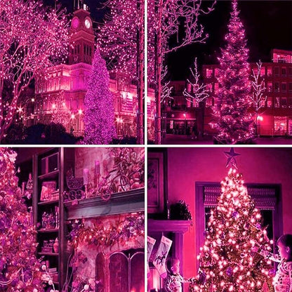 Upgraded Connectable 200 LED String Lights Indoor Outdoor, 66FT Pink Christmas Lights Waterproof, 13 Modes Twinkle Fairy Lights Plug in Clear Wire for Valentine's Day, Bedroom, Classroom Decor
