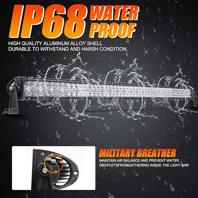 Auxbeam 52 Inch 300W LED Light Bar - Off-Road Driving Lights Spot Flood Combo Led Work Light 5D Lens with Wiring Harness for Car Jeep Truck Pickup SUV UTV - Perfect for Extreme Outdoor Enthusiasts!