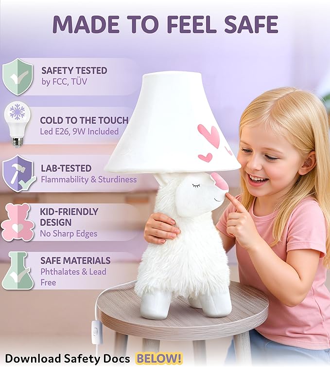 Alpaca Kids Lamp for Girls Bedroom - 19", Llama Girls Lamp for Kids Room - Cute Christmas Gifts, Birthday Gifts for All Ages: Toddler Boys, Children, Grandkids 3 4 5 and Up Years Old, Sister, Brother