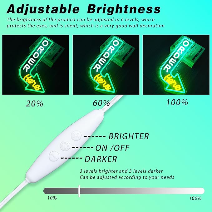Order Here Neon Sign Pick up Here Signs for Wall Decor Green & Yellow Neon Light for Restaurants Cafes and Food Service Areas Attractive Point of Sale Lighting to Guide Customers(10.1 * 15.7inch)