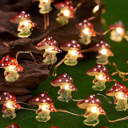 Garden Décor Solar Powered Outdoor String Light Mushroom Lamp Solar Garden Fairy Lights Mushroom Night Lights Gifts Cottage core Décor 14ft 40LEDs Solar Pathway Fence Yard Window Mushroom Decor