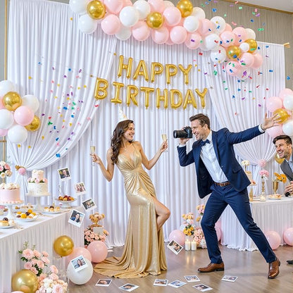 4 Panels White Backdrop Curtains for Wedding Party Wrinkle Free Backdrops Curtain Drapes Fabric Decorations Photo Back Drop Cloth for Baby Shower Photography Stage Reception 20ft(W) x 12ft(H)