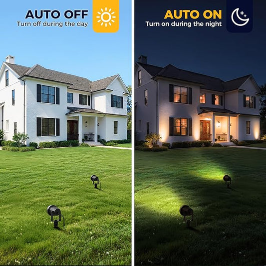L LOHAS LED 5W Dusk to Dawn Outdoor Lighting, Auto On/Off 3000K Landscape Outdoor Spotlight, IP66 Waterproof Plug in Spot Lights for Yard, Garden, House, Pathway, Plant, UL Listed (6 Pack)