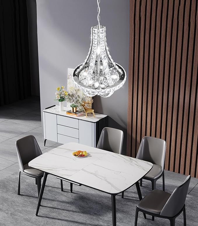 Glam Crystal Chandelier Empire Chandeliers with K9 Crystal Luxury Light Fixture for Dining Room Living Room Bedroom Entryway Silver Lighting