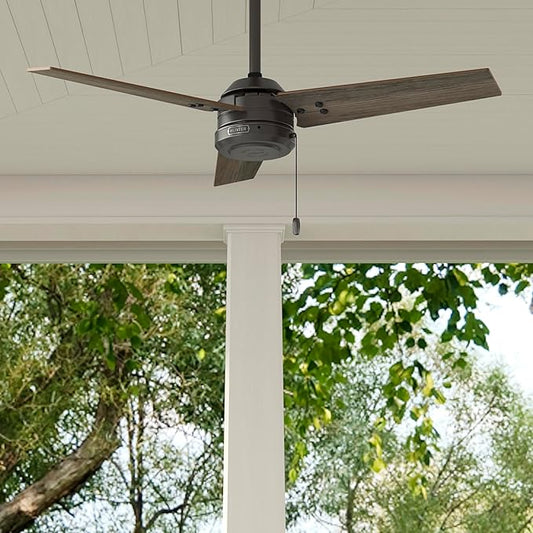 Hunter 44 inch Indoor/Outdoor Ceiling Fan, Cassius Noble Bronze Ceiling Fan, 3 Speed WhisperWind Motor, 50446, for Patios, Bedrooms, or Living Rooms