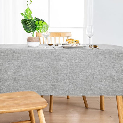 Hiasan 2 Pack Faux Linen Rectangle Tablecloth - Wrinkle and Stain Resistant Washable Table Cloth for Kitchen Dining Room Holiday Table Cover for Party Dinner, Light Grey, 54 x 80 Inch