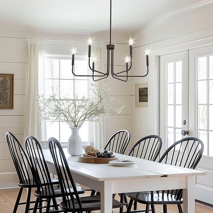 DORESshop Modern Chandelier for Dining Room, 6-Light 28" Oil-Rubbed Bronze Farmhouse Chandelier for Dining Room, Dining Light Fixtures Over Table for Bedroom Hall Kitchen