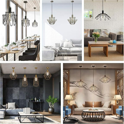 Royal Designs, Inc. Foldable Industrial Metal Pendant Light with Adjustable 7 ft Long Lamp Cord & Canopy, Create 9 Different Shapes, Polished Nickel, Single