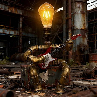 Cool Lamps - Cool Industrial Guitar Lamp, Vintage Table Lamp, Ideal Music Gift for Men & Guitar Lovers
