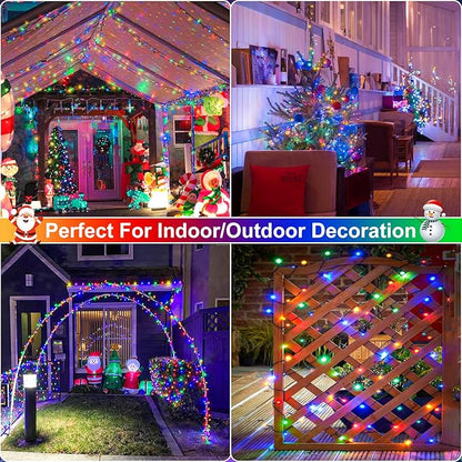 2 Pack Christmas Lights Outdoor, Total 200FT 600LED String Lights for Outside Waterproof with 8 Modes, Connectable Fairy Twinkle Lights for Indoor Patio Garden Party Decorations, Multicolor