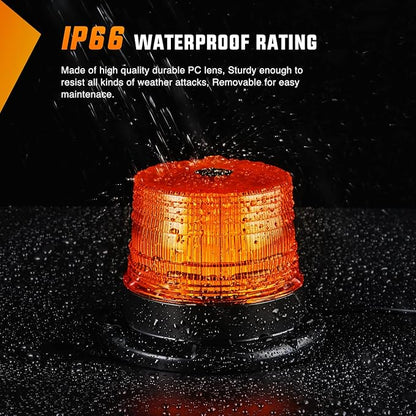 Nilight 40 LED Strobe Light Amber Warning safety Flash Beacon Lights 12V-24V with Magnetic and 16ft Straight Cord for Forklift Truck Tractor Golf Carts UTV Car Bus