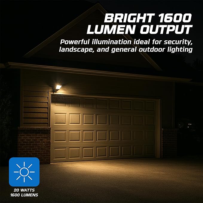 OHLECTRIC 20W LED Flood Light Outdoor, 1600/1700 Lumens 3500/4500K, 106º (180º tilt) IP65 Waterproof Outdoor Security Lighting Fixture, 100-277V AC, COB LED, Die-Cast Aluminum Adjustable Mount