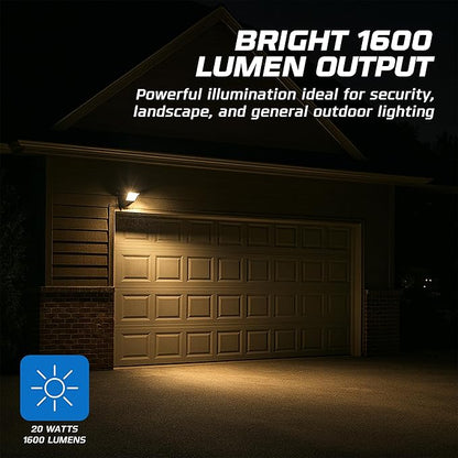 OHLECTRIC 20W LED Flood Light Outdoor, 1600/1700 Lumens 3500/4500K, 106º (180º tilt) IP65 Waterproof Outdoor Security Lighting Fixture, 100-277V AC, COB LED, Die-Cast Aluminum Adjustable Mount