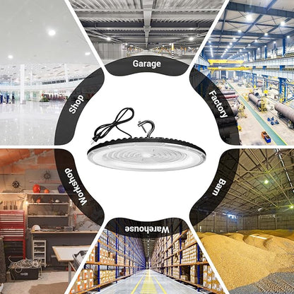 YANYCN 6 Pack 500W UFO Led High Bay Light Fixture,120V,5000K Daylight Commercial Shop Bay Lighting,75000LM,[2200W MH/HPS Equiv.] US Plug Area Lighting for Warehouse/Barn/Gym/Factory/Workshop