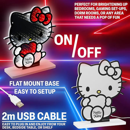 Get Trend Hello Kitty Sanrio 3D LED Light, Infinity Mirror Effect, USB Night Light, Room Decor, Bedroom Lamp, Kawaii Gifts for Girls Teens Women (Multi Hello Kitty)