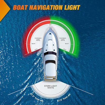Nilight Marine Boat Navigation Light 24LED Red Green LED Port Starboard Signals Bow Lights 12V Waterproof for Skeeter Yacht Pontoon Speedboat Sailboats Fishing Boats