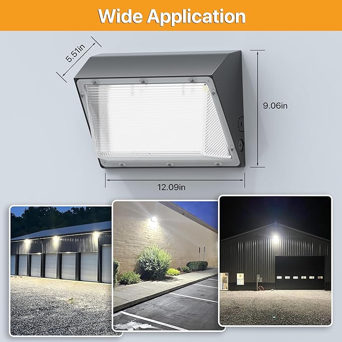 150W LED Wall Pack Lights 2,2500LM Wall Light with Dusk to Dawn Photocell IP65 Waterproof 5000K Outdoor Commercial Security Area Lighting for Garage, Factory, Warehouses 2Pack