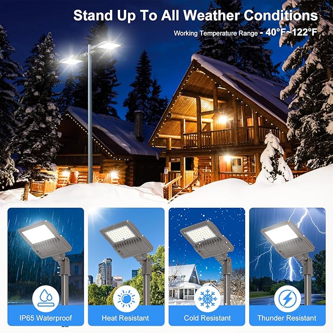 200W LED Parking Lot Light with Photocell 28000LM LED Shoebox Pole Mount Lights Fixture HID/HPS Replacement 5000K IP65 AC 100-277V UL Listed Outdoor Area Street Security Lighting for Stadium Roadways