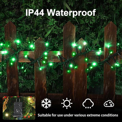 LAMPHOME Green String Lights, 46ft 500 LED Plug-in Green Fairy Lights, 11 Modes Twinkle Christmas Lights, Waterproof Lights LED String for Indoor Outdoor Grinch Tree St Patricks Day Decor