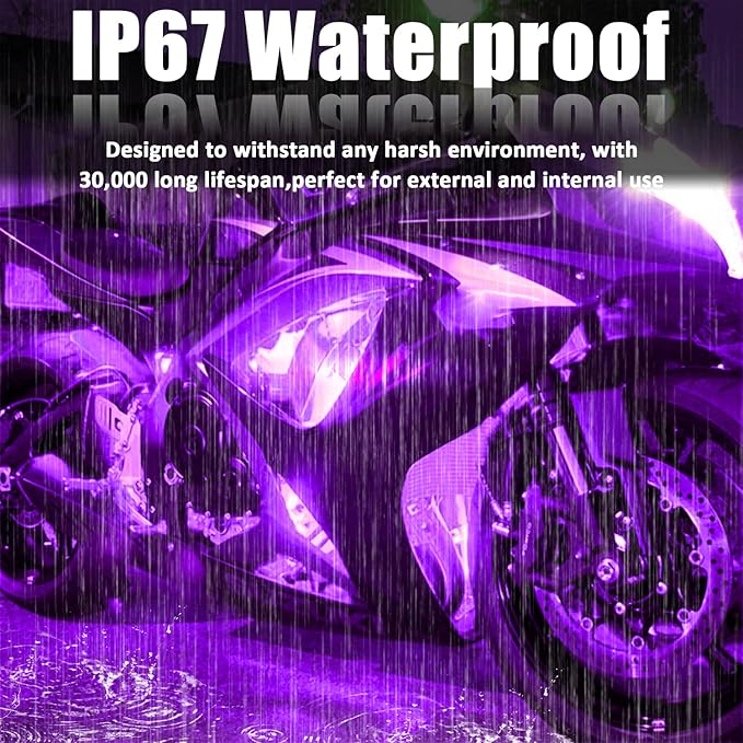 XT AUTO Purple 12v 15 Led 30cm Car Motorcycle Flexible Waterproof Underbody Light Strip String Lights for Festive Decoration Pack of 20