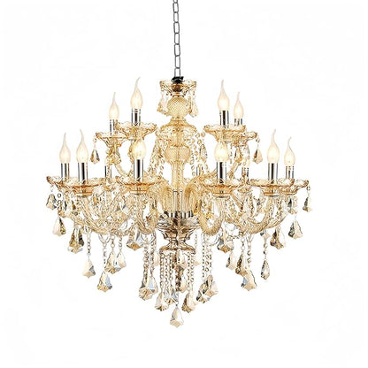Modern Luxury K9 Crystal Chandelier, 12-Light Cognac Crystal Pendant Light,Candle Style Crystal lamp Lighting Fixture for Dining Room,Hotels, Hall Way, Bars, Restaurants (12 Lights)