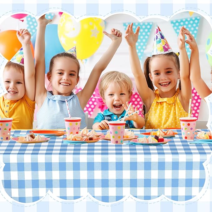 Oudain 3 Pcs Silly Goose Theme Party Blue & Sage Green & Checkered Party Tablecloth 54 x 108 Inch Plastic Rectangle Tablecloth Waterproof Table Cover for Baby Shower Silly Goose Birthday Decoration