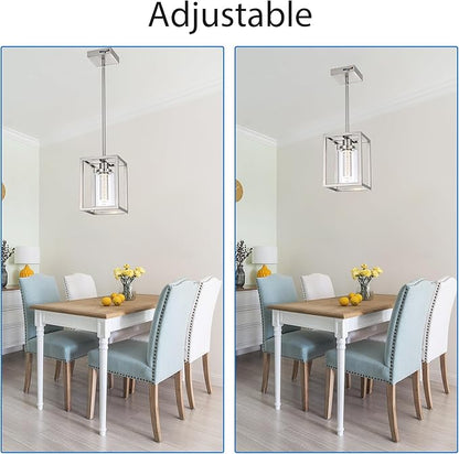 MELUCEE LED Pendant Lights Modern Pendant Lighting Brushed Nickel with Crystal Bubble Glass, 5 CCT Dimmable Hanging Ceiling Lamps for Kitchen Island Dining Room, Built-in LED Chips, Adjustable Height