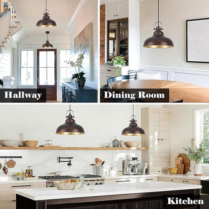 Bronze Pendant Lights Kitchen Island, 2 Pack Kitchen Island Lighting, Farmhouse Pendant Light Fixtures (11.41" W), Island Pendant Light for Kitchen Island, Dining Room, Bedroom