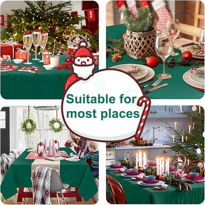 Hiasan Tablecloth for Rectangle Tables - Waterproof and Spillproof Washable Fabric Table Cloth for Dining Room Kitchen Party, 60 x 102 Inch, Emerald Green