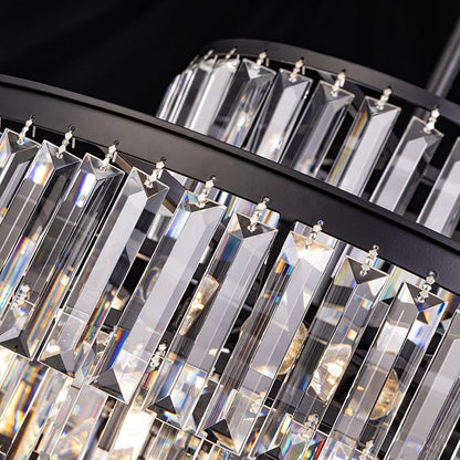 Wellmet Crystal Chandelier, Modern Vintage Pendant Light, 5-Tier Black Luxury Crystal Chandelier for Living Room, Dining Room, Entryway, Hallway, Corridor, Bedroom, 24''