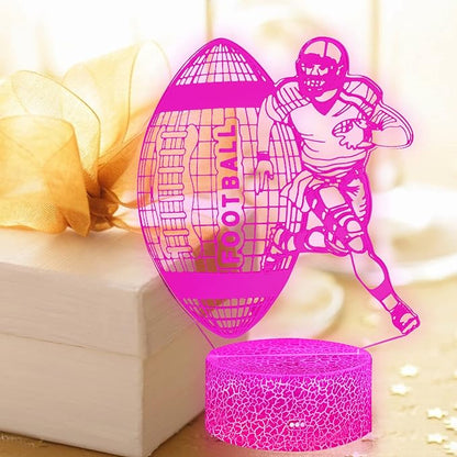 3D Illusion Football Player Night Light for Kids,Rugby LED Lamp 16 Color Changing Smart Touch&Remote Control Bedroom Decor Lamp Holiday Christmas Birthday Gift for Outsports Lover