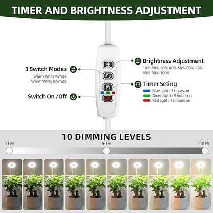 EWPJDK Grow Light Full Spectrum Plant Grow Lights with Detachable Base 48 LED Plant Light Desk Grow Lamp for Indoor Plants Growing Lamps (White, 1)