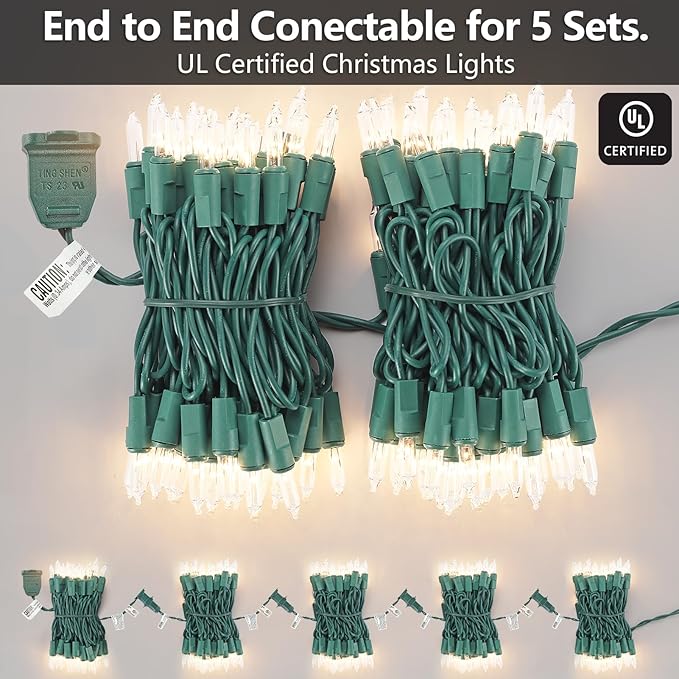 TIGOMOOV 21ft White Christmas String Lights Indoor，Warm White 100 Count String Lights Plug in, Mini Xmas Lights Outdoor Clear White Christmas Tree Lights- String White Lights for Bedroom