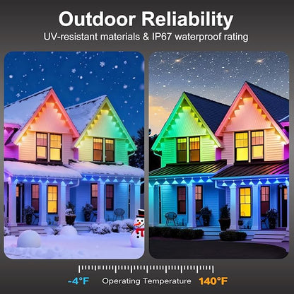 124FT Permanent Outdoor string Lights, Smart RGB Color-Changing Eaves Lights with 72 LED, IP67 Waterproof Exterior Lights, App Control for House Roof & Trim, DIY Modes for Christmas Holidays Lighting