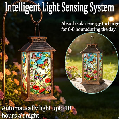 Butterfly Solar Lanterns Outdoor Waterproof Garden Decor,Hanging Solar Lights Bird Decorative,Mothers Day Gifts for Women Mom Birthday Gifts Ideas for Yard Patio Lawn Tabletop Landscape Walkway