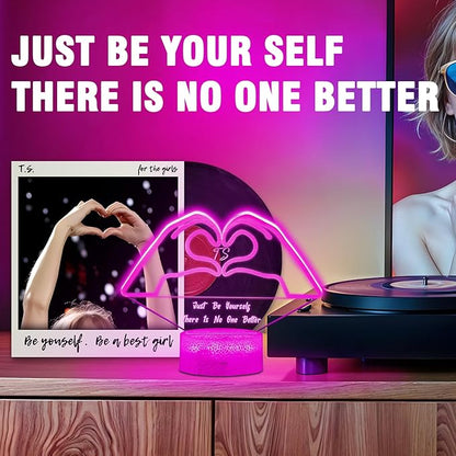 Heart Hands 3D Night Light – 16 Color Changing LED Lamp with Remote & Touch, Cool LED Room Decor for Girls, Women, Teens, Aesthetic Gifts for Music Lovers, Fans of Pop Culture Icons