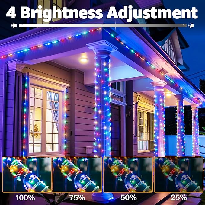 50ft LED Rope Lights Outdoor, String Lights with Remote, 8 Modes IP68Waterproof Timer Fairys Lights for Indoor Bedroom House Party Decorations (Multicolor)