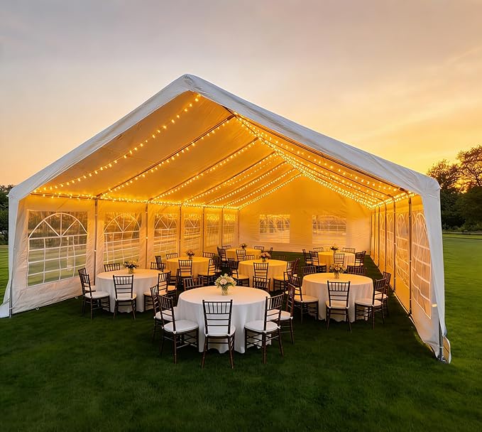 Party Tent 20x40ft Heavy Duty Outdoor Canopy White Wedding Tent with Removable Sidewalls, Large Outdoor Event Shelter for BBQ, Backyard Parties, Receptions & Grand Catering