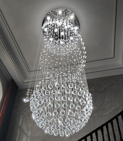 D32'' x H100'' Crystal Chandelier for Entryway High Ceiling Chandeliers Glam Chandelier Modern Large Raindrop Chandeliers LED Dimmable Light Fixtures for Staircaes Foyer Living Room