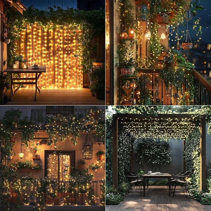 Solar String Lights for Outside,33FT 100LEDs (2 Pack) Solar Fairy Lights,Waterproof 8 Modes Outdoor String Light for Patio Garden Backyard Tree Balcony Christmas,Green Wire,Warm White