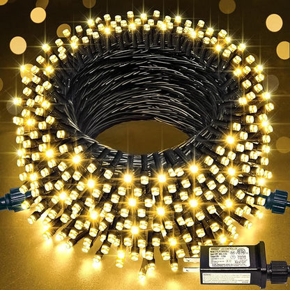 JMEXSUSS 66ft 200 LED Christmas Lights Outdoor, Warm White Christmas Tree Lights Indoor Plug in, 8 Modes Twinkle String Light for Outside Bedroom Wedding Party Classroom Dorm Ceiling Home Decorations