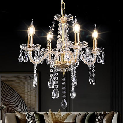 YYSHCHEN Gold Crystal Chandelier,Modern Mini Chandelier,Small Chandelier for Dining Room, Girls Bedroom,Living Room,.