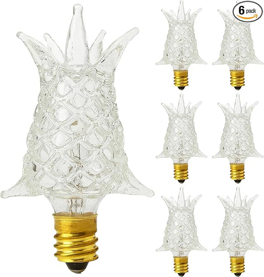 OHLECTRIC STAR Decorative Incandescent Bulb (6-Pack) 7W Clear Flame/Star Design Novelty Decor Light Bulb Candelabra Base E12 45 Lumens 120V C7A Filament, Chandeliers, Accent Lighting, Holiday Displays