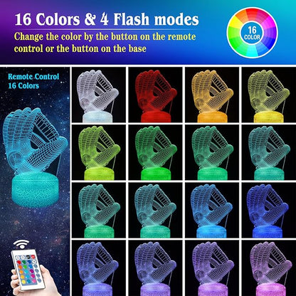 Baseball Night Light Gifts for Boy, 3D Baseball Bedside Lamp,16 Color Change Decor Lamp with Remote & Smart Touch, Gifts for Christmas Birthday Boys Men Gir