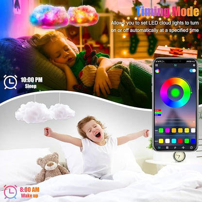 LED Cloud Light, RGB Cloud Lamp with IC Remote Control and APP Control Cool Lights Sync Music Color Changing Led Lights for Bedroom Ceiling Adults and Kids Modern Home & Room Decor