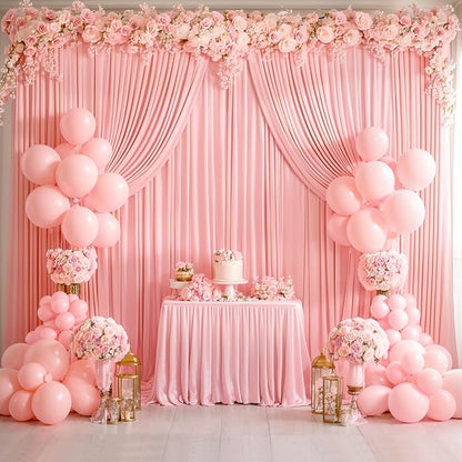 4 Panels Blush Pink Backdrop Curtains for Wedding Party Wrinkle Free Backdrops Curtain Drapes Fabric Decorations Photo Back Drop Cloth for Baby Shower Photography Stage Reception 20ft(W) x 12ft(H)