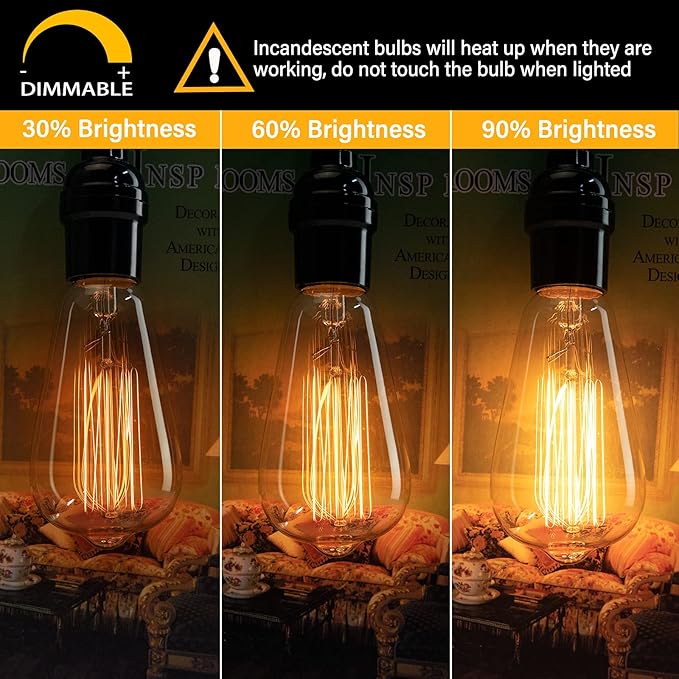 Minetom LED Edison Light Bulbs，Equivalent 60W Incandescent Light Bulbs，E26 Base，Warm White，6Pcs