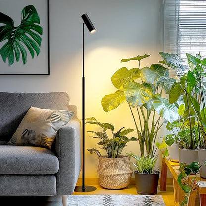 6FT Standing Grow Light for Indoor Plants,25W 3000K Full Spectrum COB Plant Light Bulb, 330° Rotating Head, Metal Floor Grow Lamp with On/Off Switch for Large Plant,Seedling